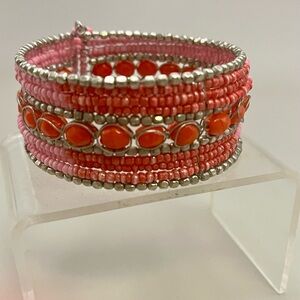 Pink and Red Beaded Bracelet